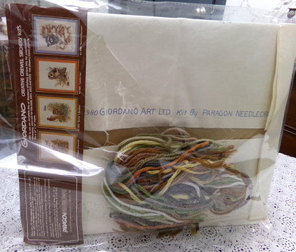 CANDID OWL Crewel Embroidery Kit Vintage Paragon 0565 Giordano Boho Forest Woodland