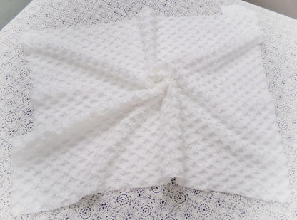 Soft White Vintage Chenille Fabric Diamond Lattice Geometric 18" x 24"