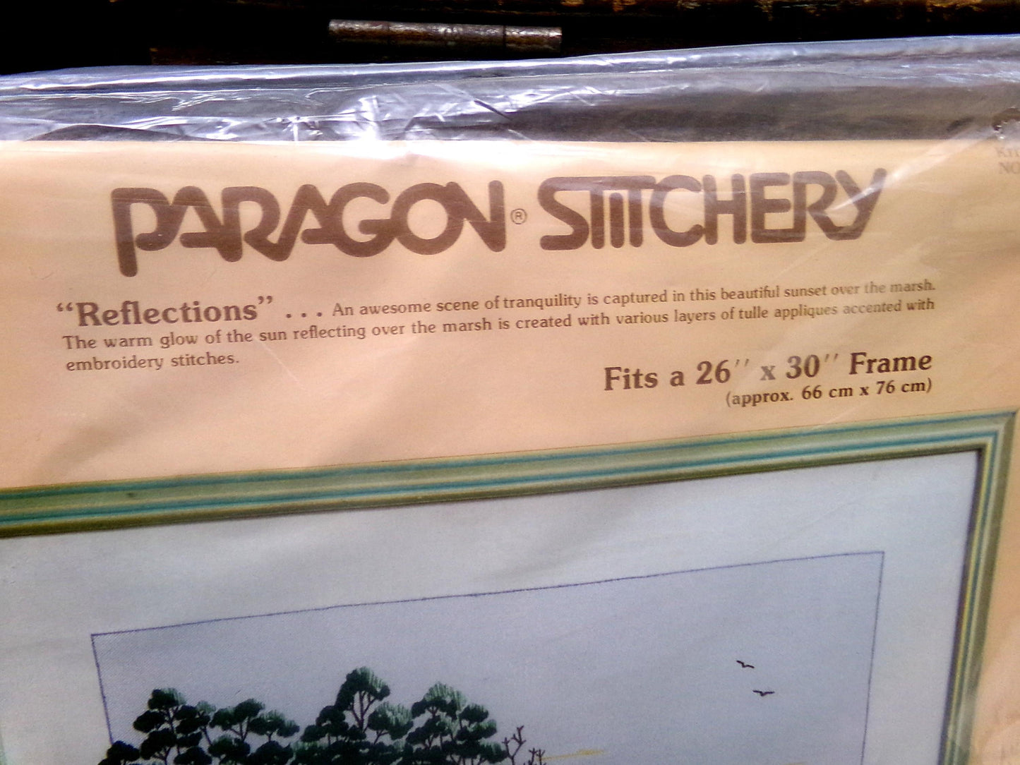REFLECTIONS Crewel Embroidery Kit, Peaceful Sunset Scene, Vintage Paragon Needlecraft Creative Stitchery #0206
