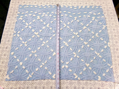 Starry Night Blue Vintage Chenille Fabric Geometric 20" x 24" piece