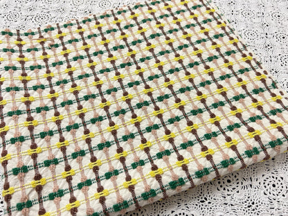 Mod Vintage Woven Chenille Fabric 21x25, Bates Bowtie Geometric Quilt Material