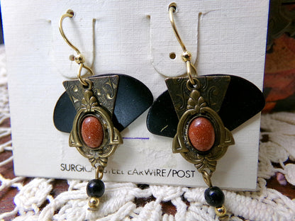Steampunk Vintage Layered Dangle Earrings, Pierced Boho Silver Forest Vermont Jewelry