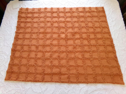 nutmeg pumpkin spice chenille fabric, 20" x 26" boho vintage style tufted squares