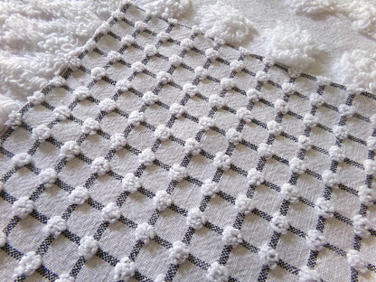 Snowstorm White Vintage Chenille Fabric Squares, Diamond Ice, Coin Pop, Squiggle & Micro Grid, Set of 16 Quilt Blocks, 6" x 6" inch each