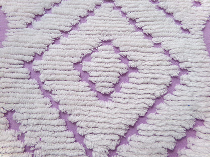 Lavender White Vintage Chenille Fabric Piece 25x26" Daisy Diamond Geometric