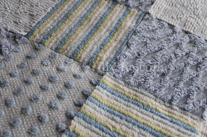 COOL COASTAL Chenille Quilt Squares Set, from Vintage Bedspread Fabric, 16 Blocks, 6" inch