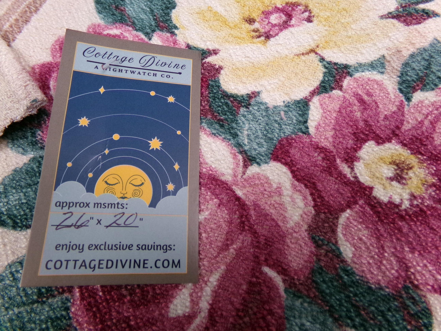 Glencourt Vintage Floral Barkcloth Fabric, Champagne Beige 20" x 26" Deconstructed Curtain Panel