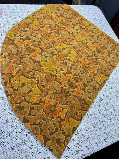 Boho Vintage Cut Velvet Fabric, Copper Brown Tapestry Style Chenille Material, 17x21" Pc