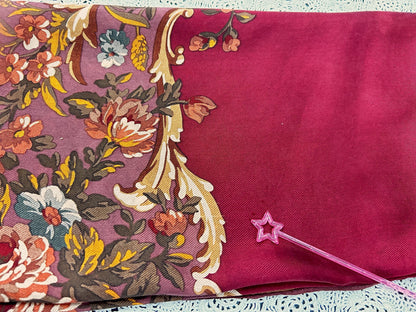 Vintage Ralph Lauren Silk Scarf Burgundy Wine Rose Floral Baroque Scroll Border