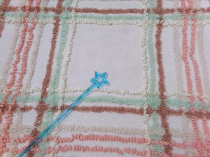 country plaid vintage chenille bedspread fabric cotton sewing material 20.5x26"