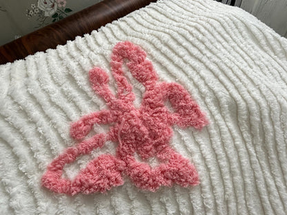 Butterfly Chenille Bedspread, Y2K Vintage Style Whimsy Butterflies, Full Queen Size