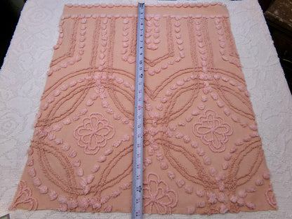 Shabby Cottage Style Vintage Chenille Fabric, geometric floral design, sewing craft quilt material 25" x 21" piece