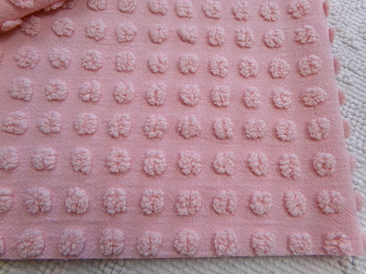 pink vintage chenille fabric w/ nubby texturized pops, 18" x 24" piece