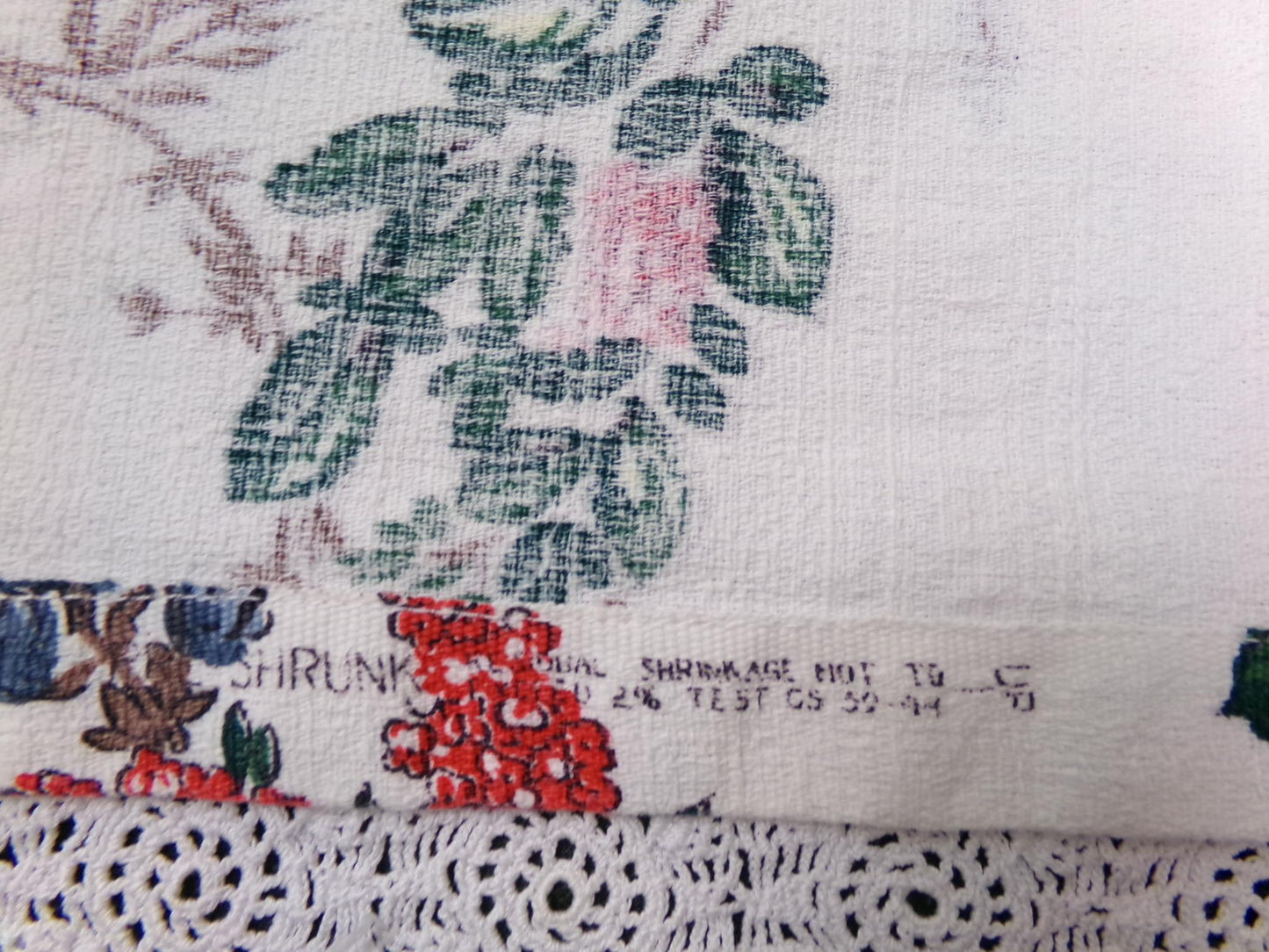 Vintage Barkcloth Fabric Panel Paloma Exotic Bird & Floral Botanical Print, 20x30"