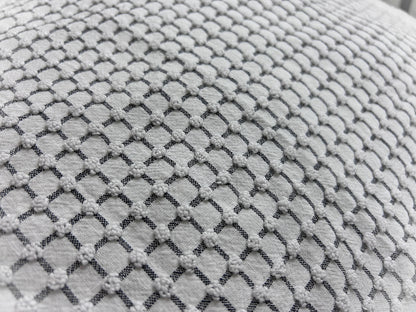 Black & White Vintage Chenille Fabric, Micro Grid Pops, Shaggy Edge Trim 20x20"