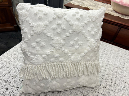 Vintage Velvet & Chenille Pillow Cover, 16" Square Reversible Coastal Patchwork Design
