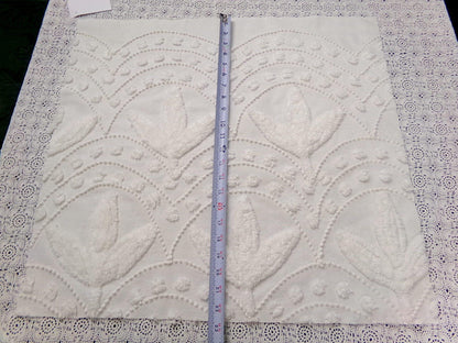 Vintage Chenille Fabric Dimensional Scallop Fan Leaf Design 22x23"