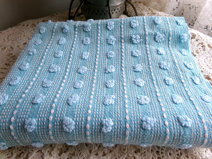 Vintage Chenille Fabric, Cute Woven Dot Dash Design, 24" x 18" inch piece, Great Quilt Material