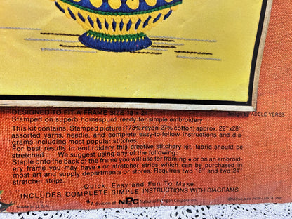 CERAMIC VASE Vintage Crewel Embroidery Kit Paragon 0619 Boho Wall Art