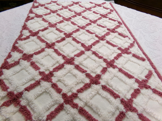 cozy plaid vintage chenille fabric, farmhouse style sewing & quilt material, 18" x 25" piece