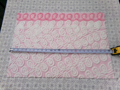 Cute Curlicues Vintage Chenille Fabric, Pink & White 16" x 23" piece