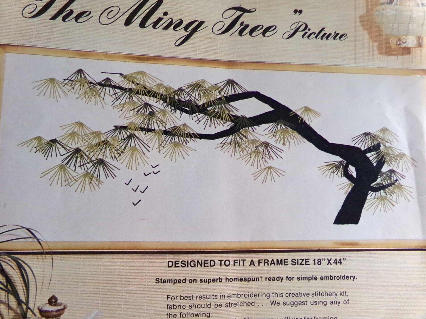MING TREE Vtg Paragon Creative Crewel Stitchery Embroidery Kit #0630 18x44" 1972