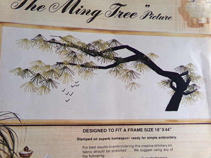MING TREE Vtg Paragon Creative Crewel Stitchery Embroidery Kit #0630 18x44" 1972