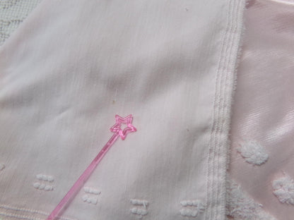Pink Satin Vintage Chenille Fabric, Shabby Cottage 24" x 23" Piece