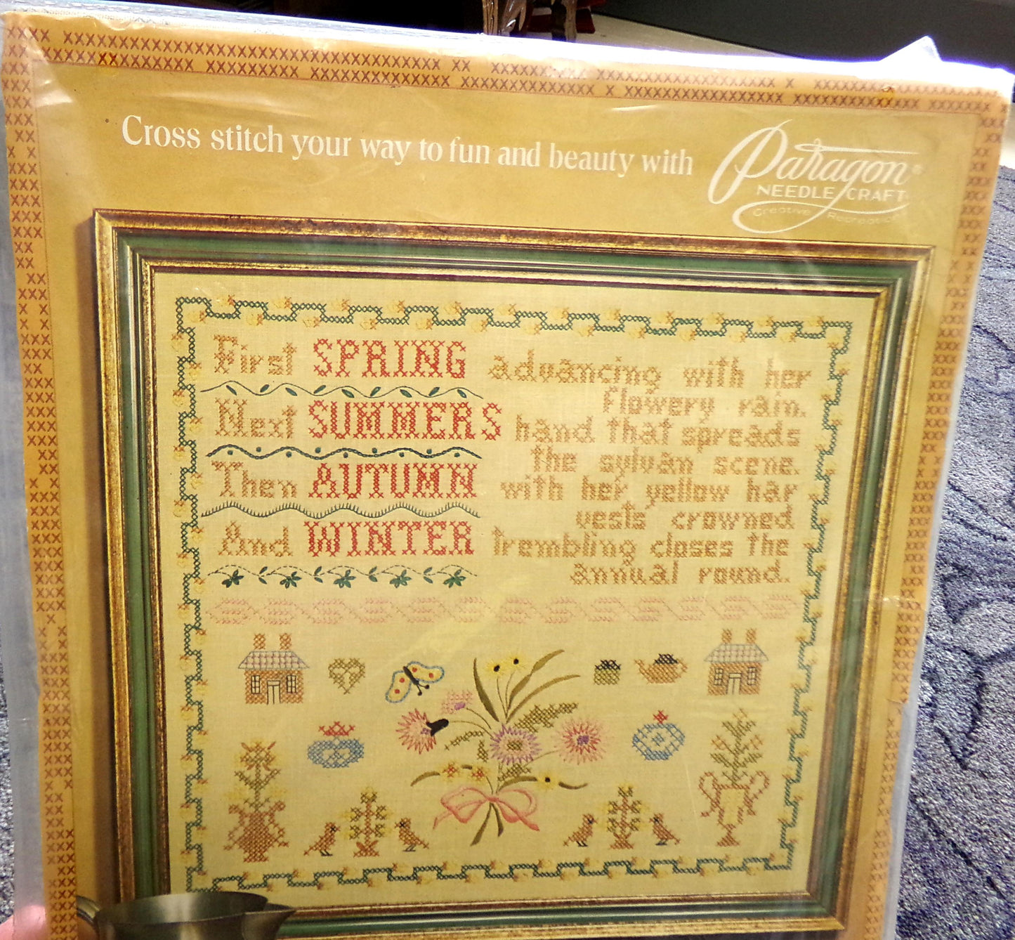 Vintage Cross Stitch Embroidery Sampler: The Season's, Paragon Stitchery Kit 0673