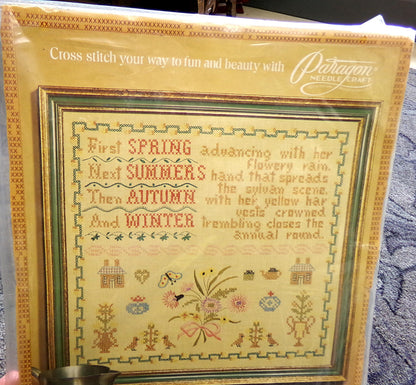 Vintage Cross Stitch Embroidery Sampler: The Season's, Paragon Stitchery Kit 0673