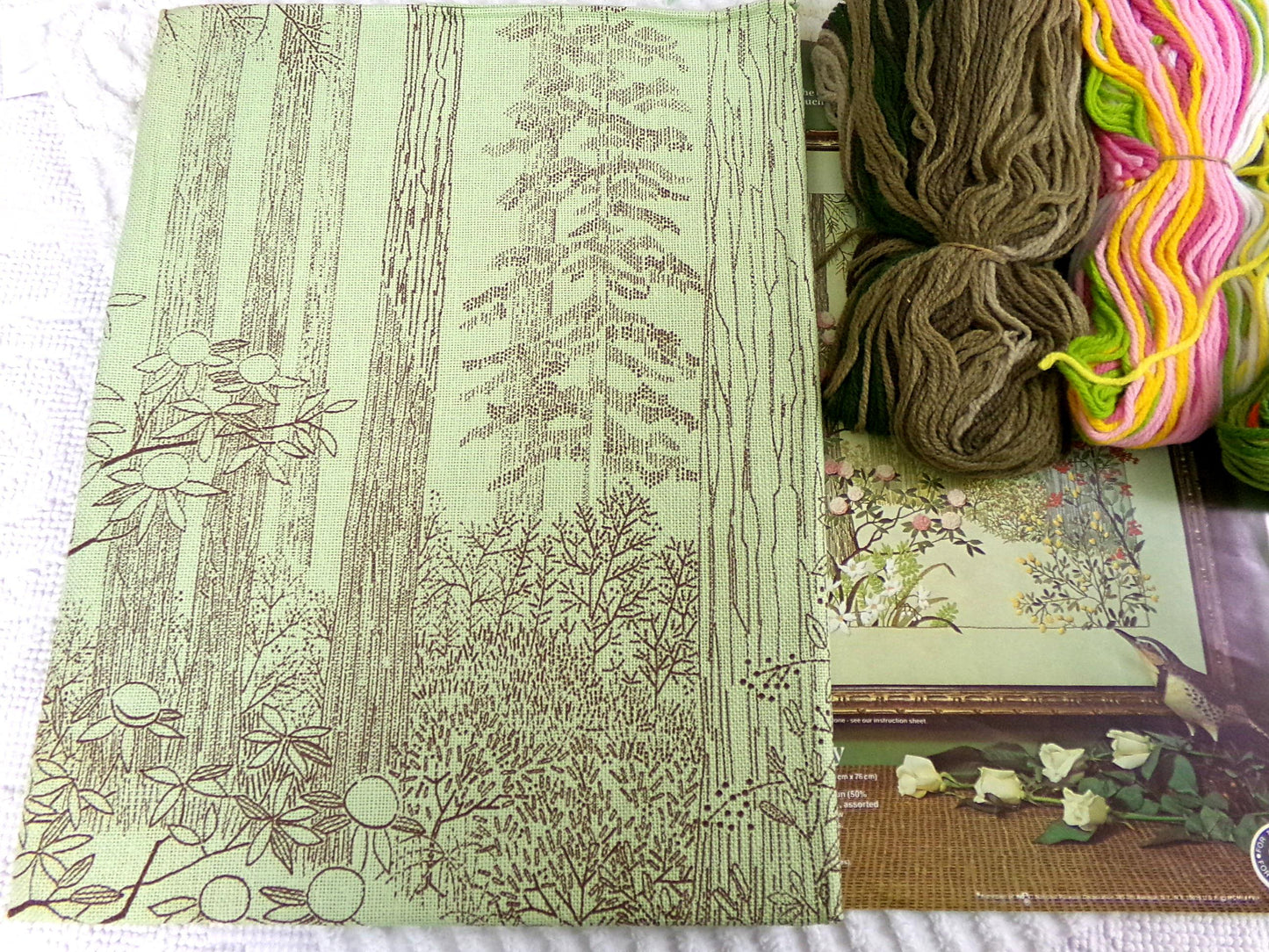 AFTER THE STORM Vintage Crewel Embroidery Kit Paragon Needlecraft #0611 ~ Hippie 70s Natural Woodland Wall Hanging, Georgia Ball Design