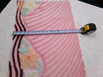 Shabby Sweet Vintage Chenille Fabric, Pink Floral Sewing & Quilt Material, 16" x 25" piece