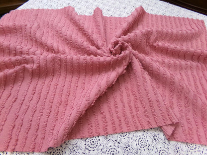 Vintage Chenille Fabric Dusty Rose Simple Stripe Pattern 18x30"