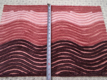 Triple Ripple Vintage Pink Chenille Bedspread Fabric Frosted Tufts 18x24" Quilt Piece