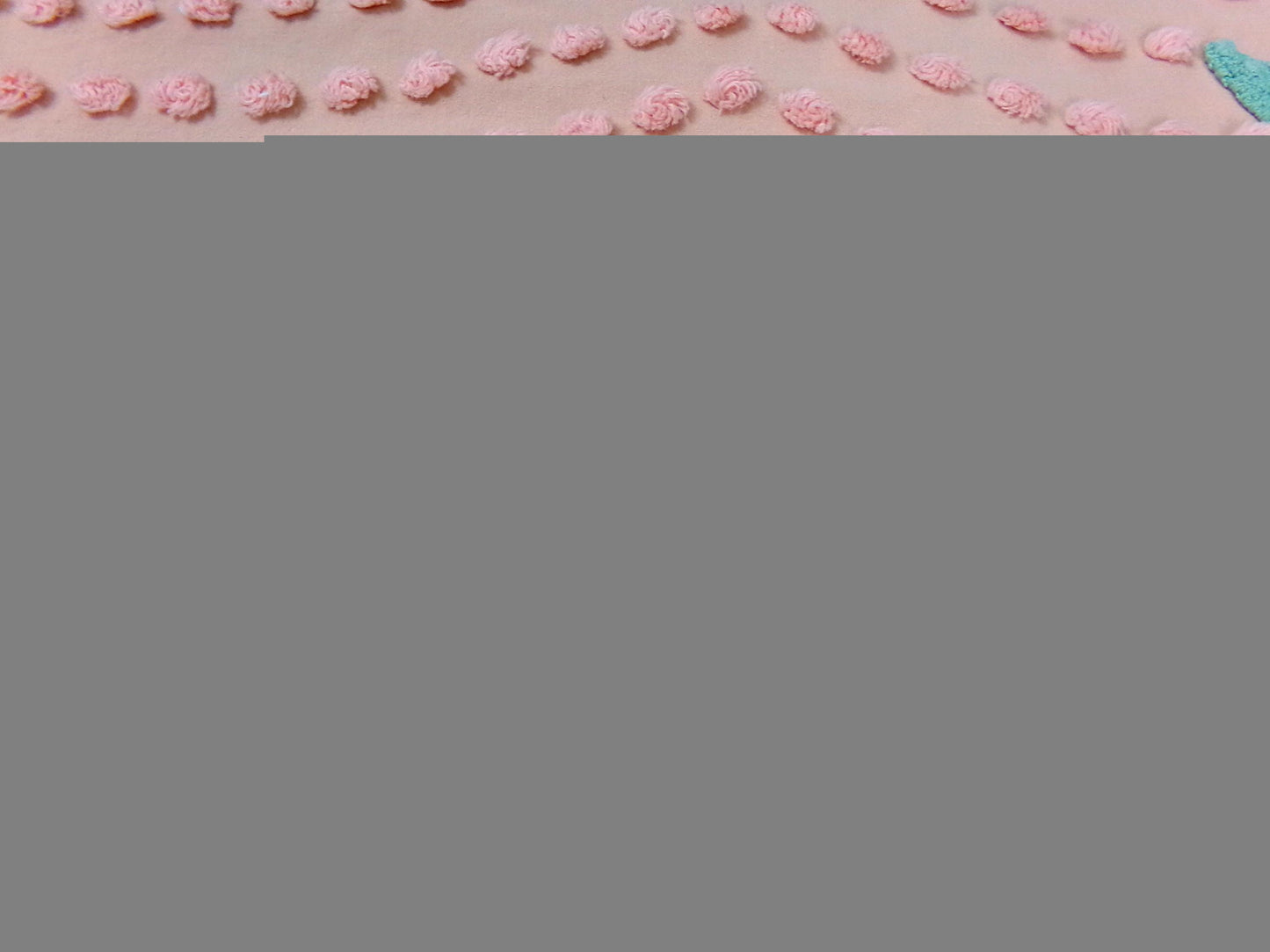 Vintage Cotton Chenille Fabric Peach Dot Floral Accents 23 x 30" Shabby Chic