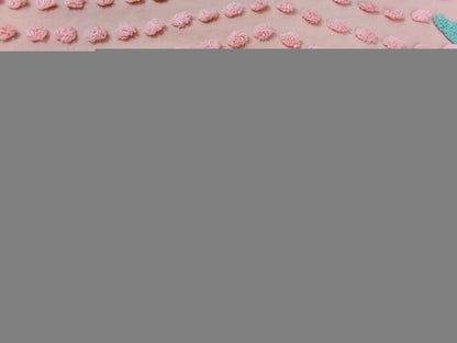 Vintage Cotton Chenille Fabric Peach Dot Floral Accents 23 x 30" Shabby Chic