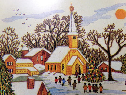 WINTER DAYS Vintage Crewel Embroidery Kit Paragon Needlecraft 0515 Whimsical Snow Scene, Adele Veres Design