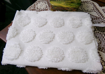 Marshmallow Puffs White Chenille Fabric Vintage Style Giant Dots 18x24"