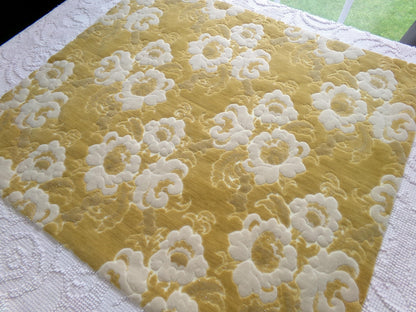 Luxury Vintage Cut Velvet Fabric, Boho Golden Rose Bates Chenille, Ideal in Totes & Bags, 20" x 24"