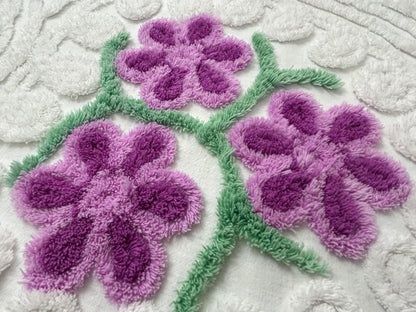 Little Violets Vintage Chenille Bedspread Fabric Sewing Quilt Material 20x30"