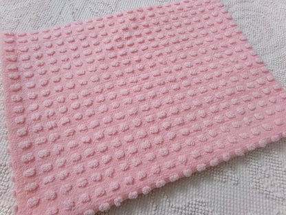 Pink Pops Vintage Chenille Bedspread Fabric Piece Popcorn Dots, 18" x 24"
