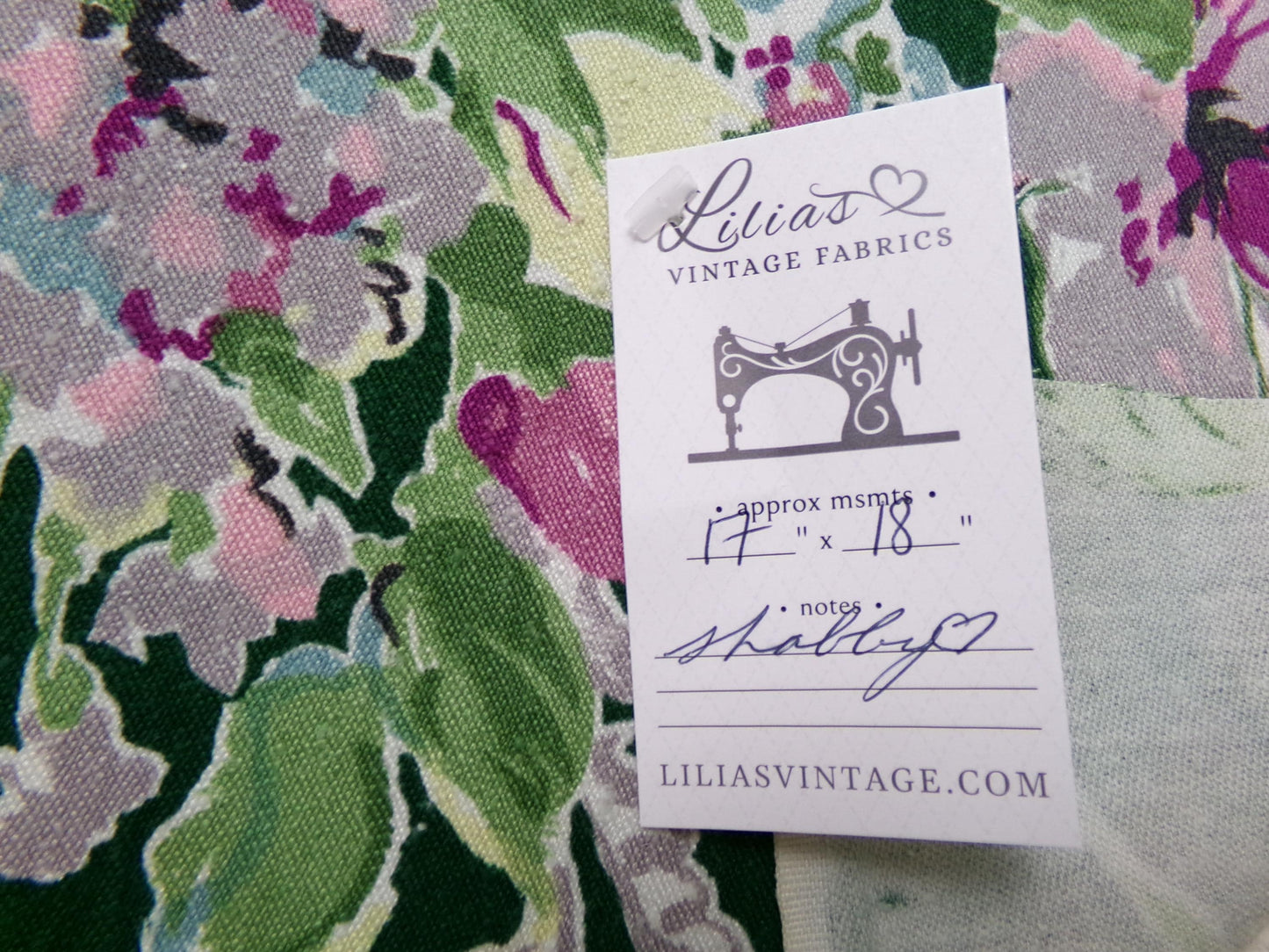 Vintage Waverly Rose Caprice Fabric Green Floral Barkcloth Style 17x18"