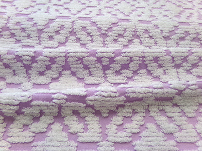 White Lilac Petals Vintage Chenille Bedspread Fabric 20x24"