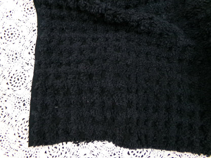 Black Vintage Chenille Fabric 18x24" Plush Waffle Grid Quilt Material