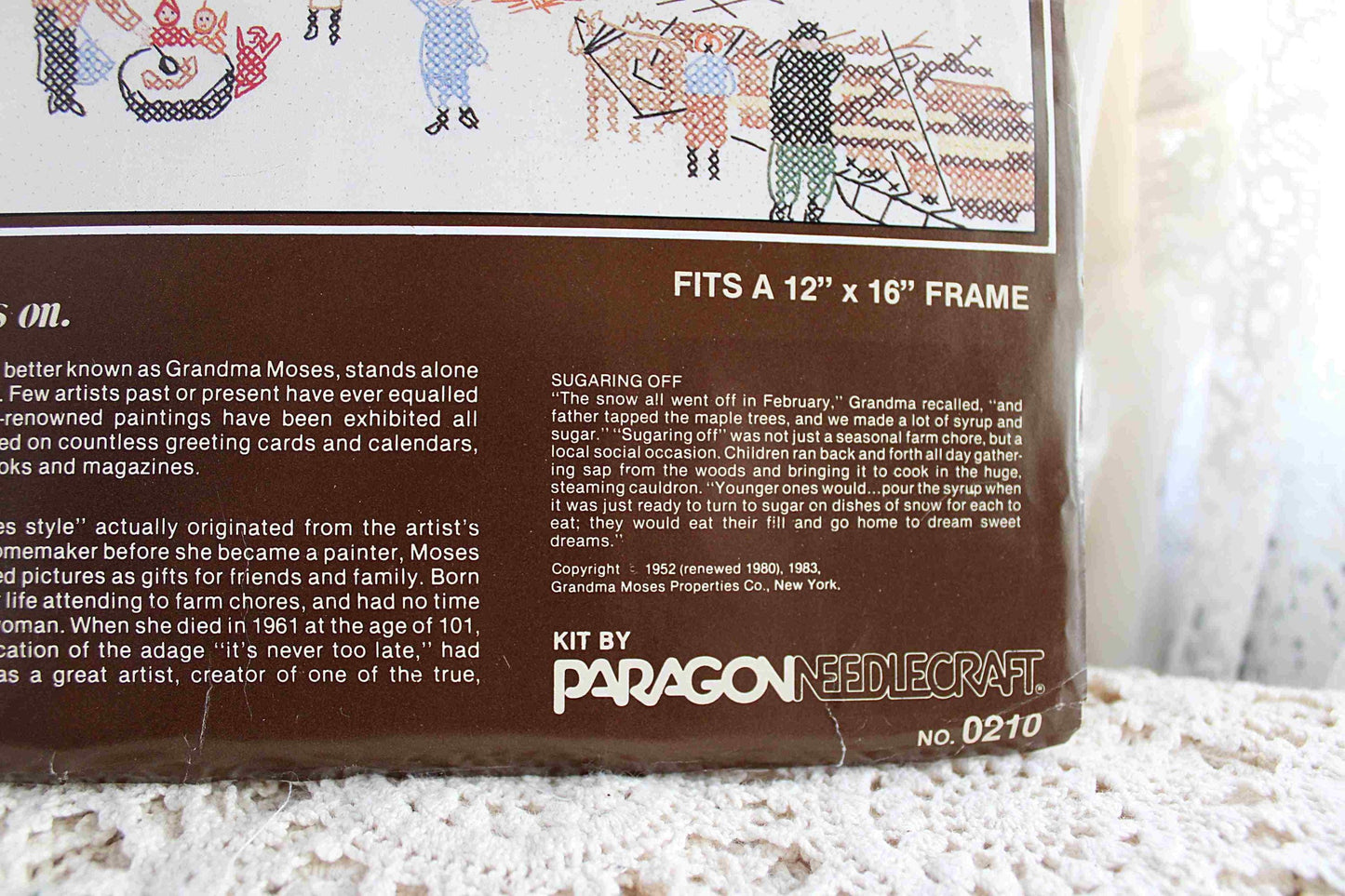 SUGARING OFF Cross Stitch Stitchery Kit, Vintage Grandma Moses Design, Paragon Needlecraft Embroidery 0210 from 1983