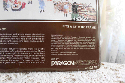 SUGARING OFF Cross Stitch Stitchery Kit, Vintage Grandma Moses Design, Paragon Needlecraft Embroidery 0210 from 1983