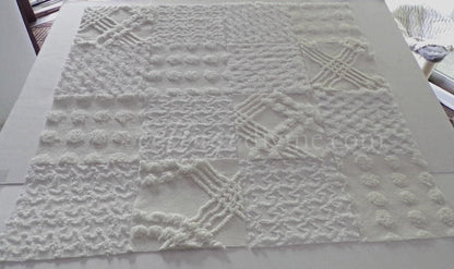 Chenille Quilt Squares Set, "Timeless White," from Vintage Bedspread Fabric, 16 Blocks, 6" inch