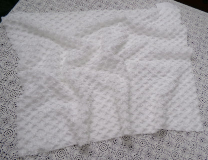 Soft White Vintage Chenille Fabric Diamond Lattice Geometric 18" x 24"