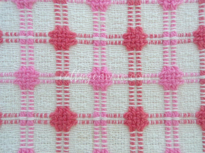 Pink Strawberry Candy Dots Vintage Woven Fabric With Raised Chenille Dot Pattern, 18" x 24" inch Piece, a Bates Design