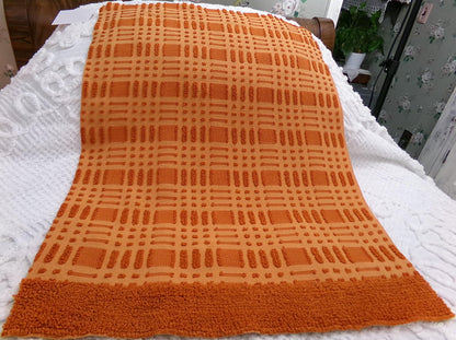 Pumpkin Spice Vintage Chenille Fabric 18x24" Piece Geometric Textured Material